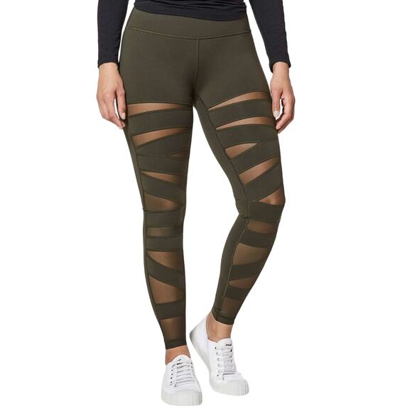 Lululemon Wunder Under Pant (Hi-Rise) Tech Mesh 28" Olive Women's Size 4 EUC - Picture 3 of 8